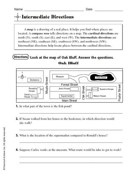 Intermediate Directions Worksheet Printable Word Searches