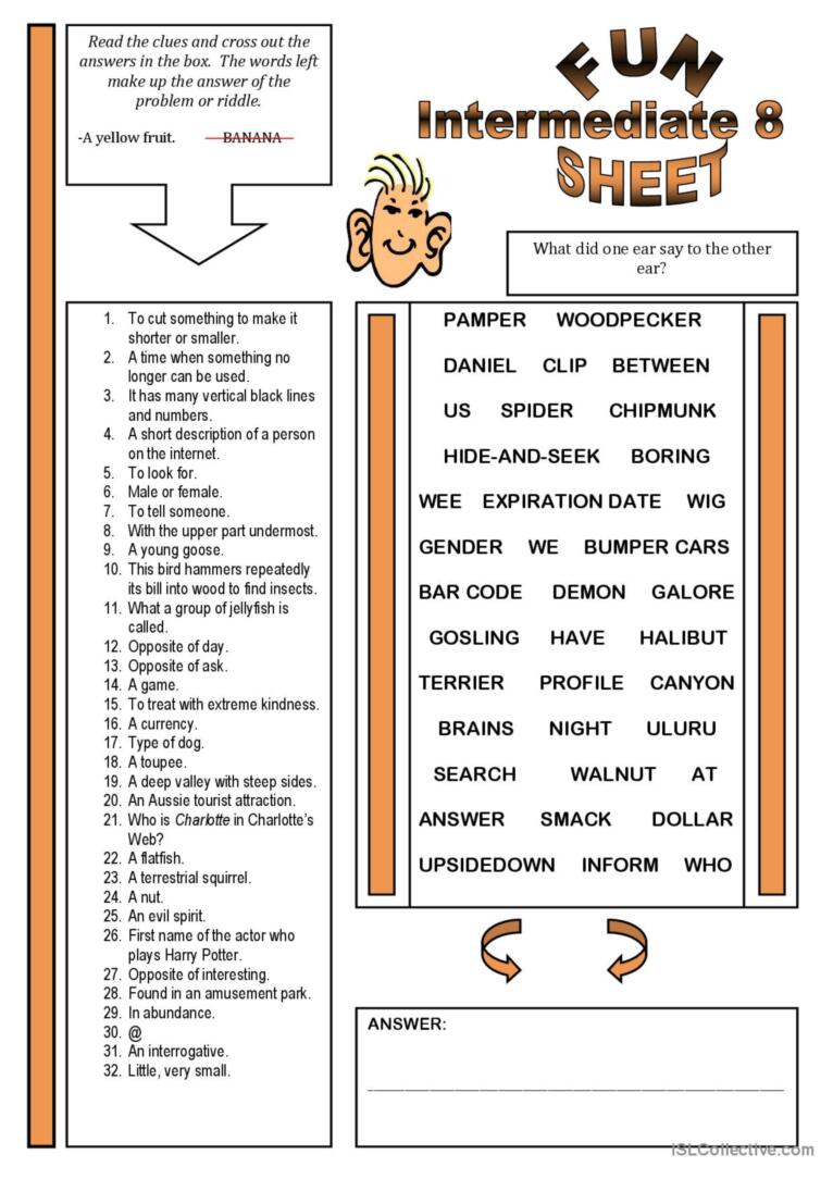 Intermediate Esl Worksheets