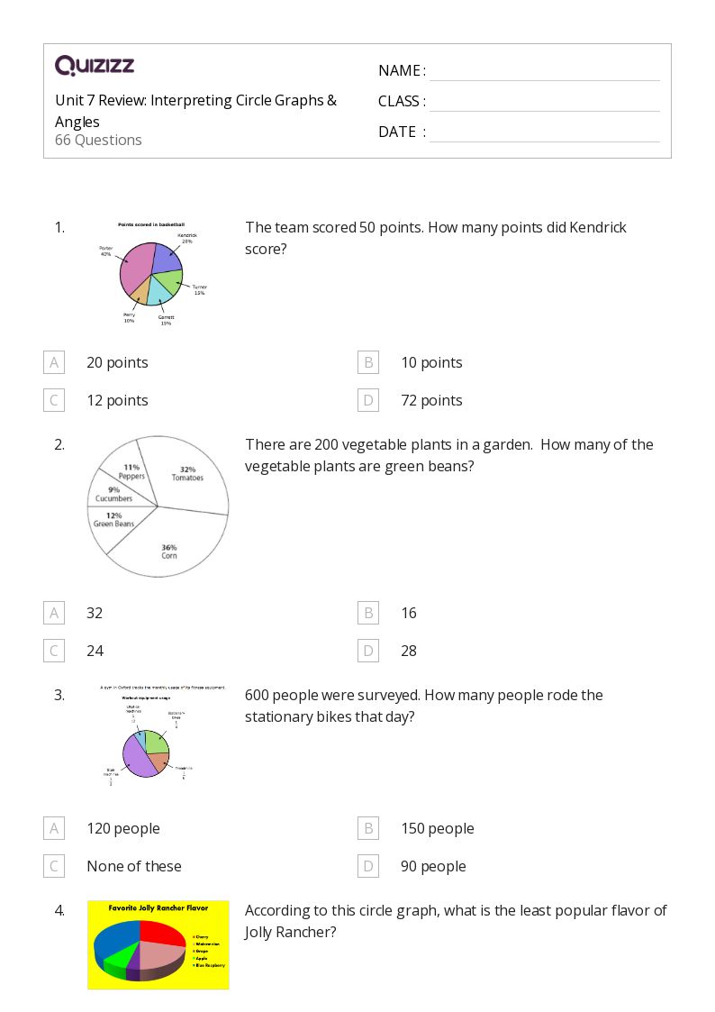 Interpreting Circle Graphs Free Worksheets