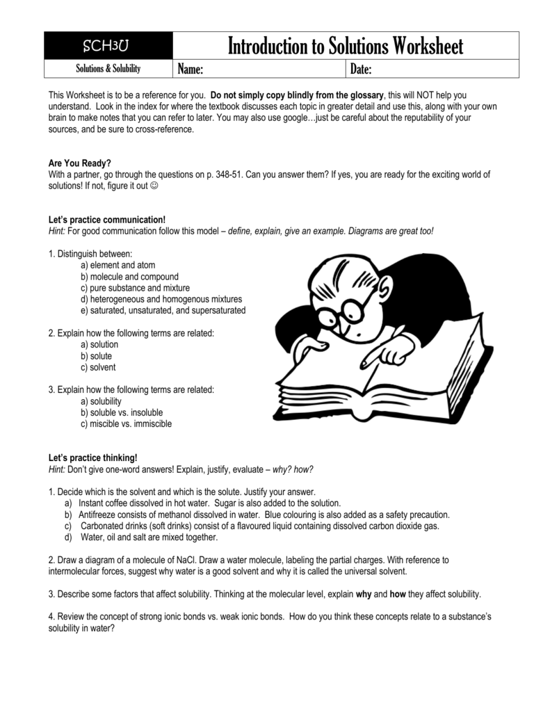 Solutions Worksheet Introduction: Key Basics Unlocked