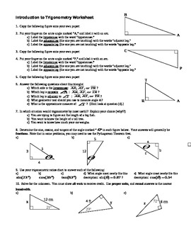 Introduction To Trigonometry Worksheet Answer Key