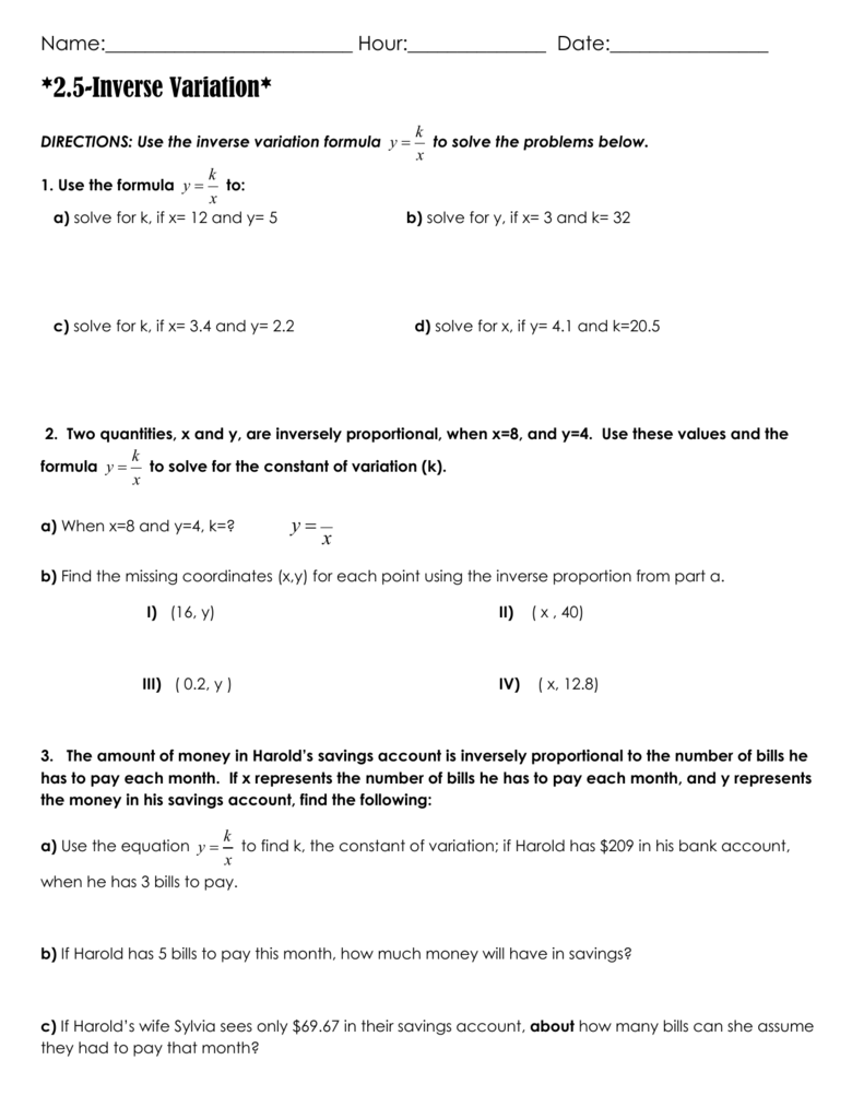 5 Inverse Variation Worksheet Tips for Students