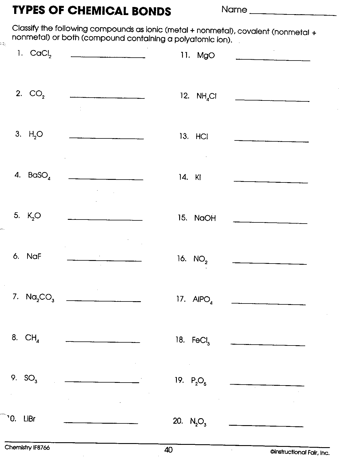 Ionic Bonding Worksheet Pdf