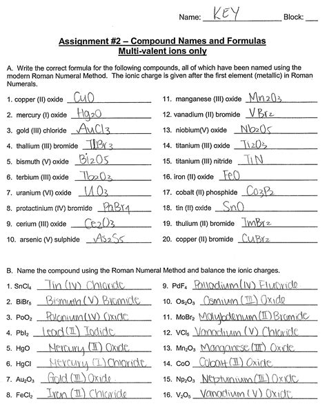 Ionic Formulae Questions And Answers