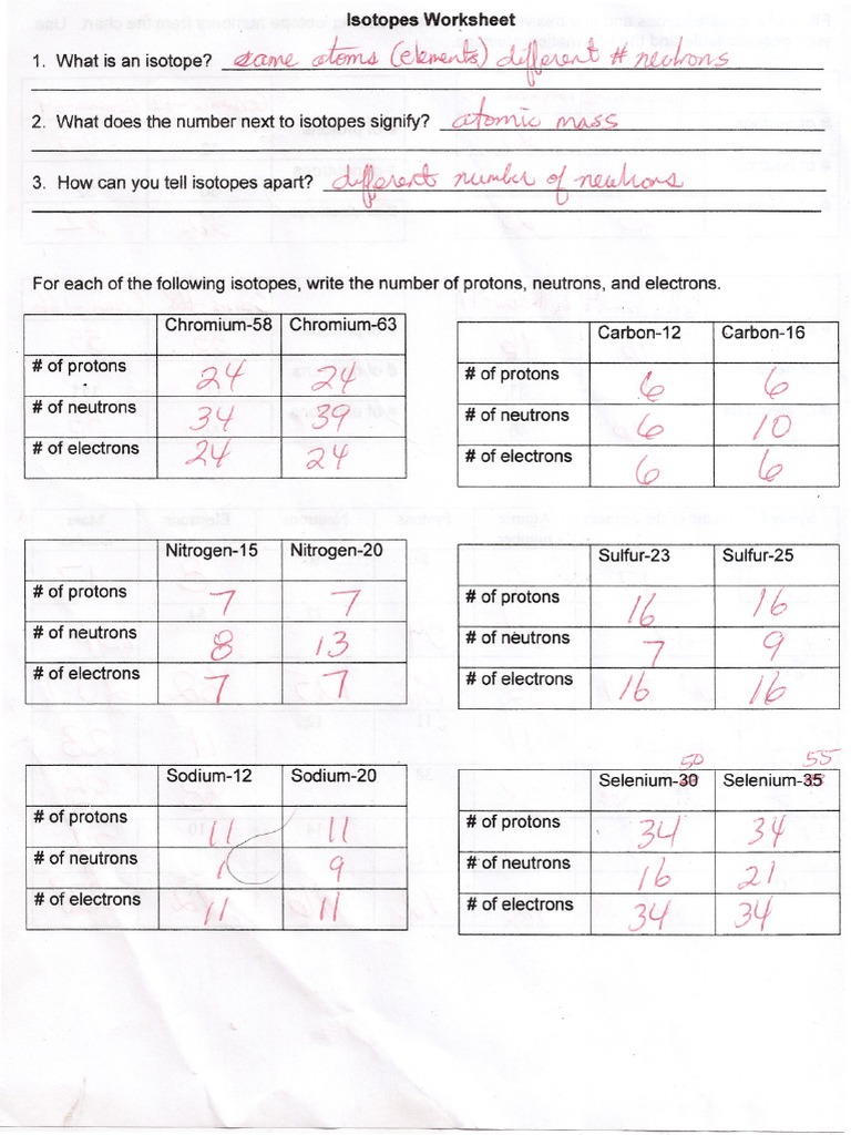 Isotope Practice Set Answer Key 1 Pdf Course Hero