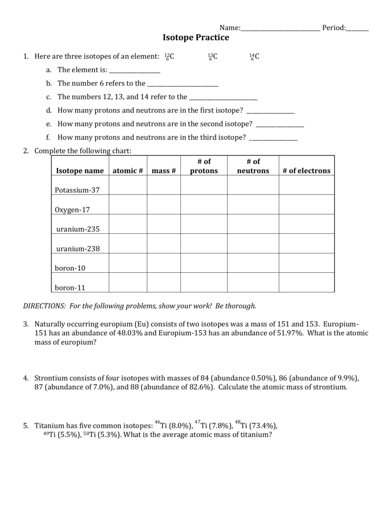 Isotope Practice Worksheet: Master Chemistry Basics Easily