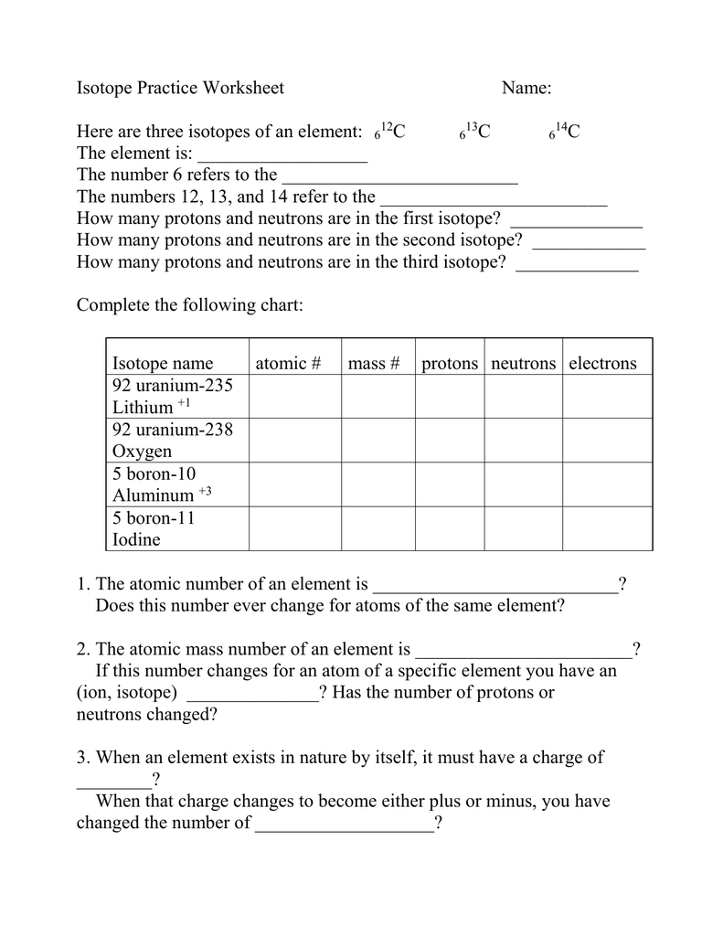 Isotope Worksheet Answer Key Isd 622 Isotope Worksheet Answer Key