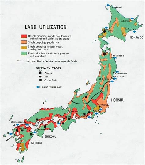 Japan Agriculture Map Map Of Japan Agriculture Eastern Asia Asia