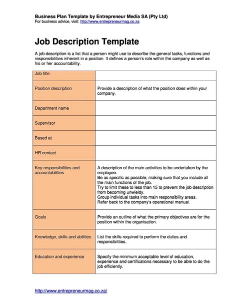 Job Description Example