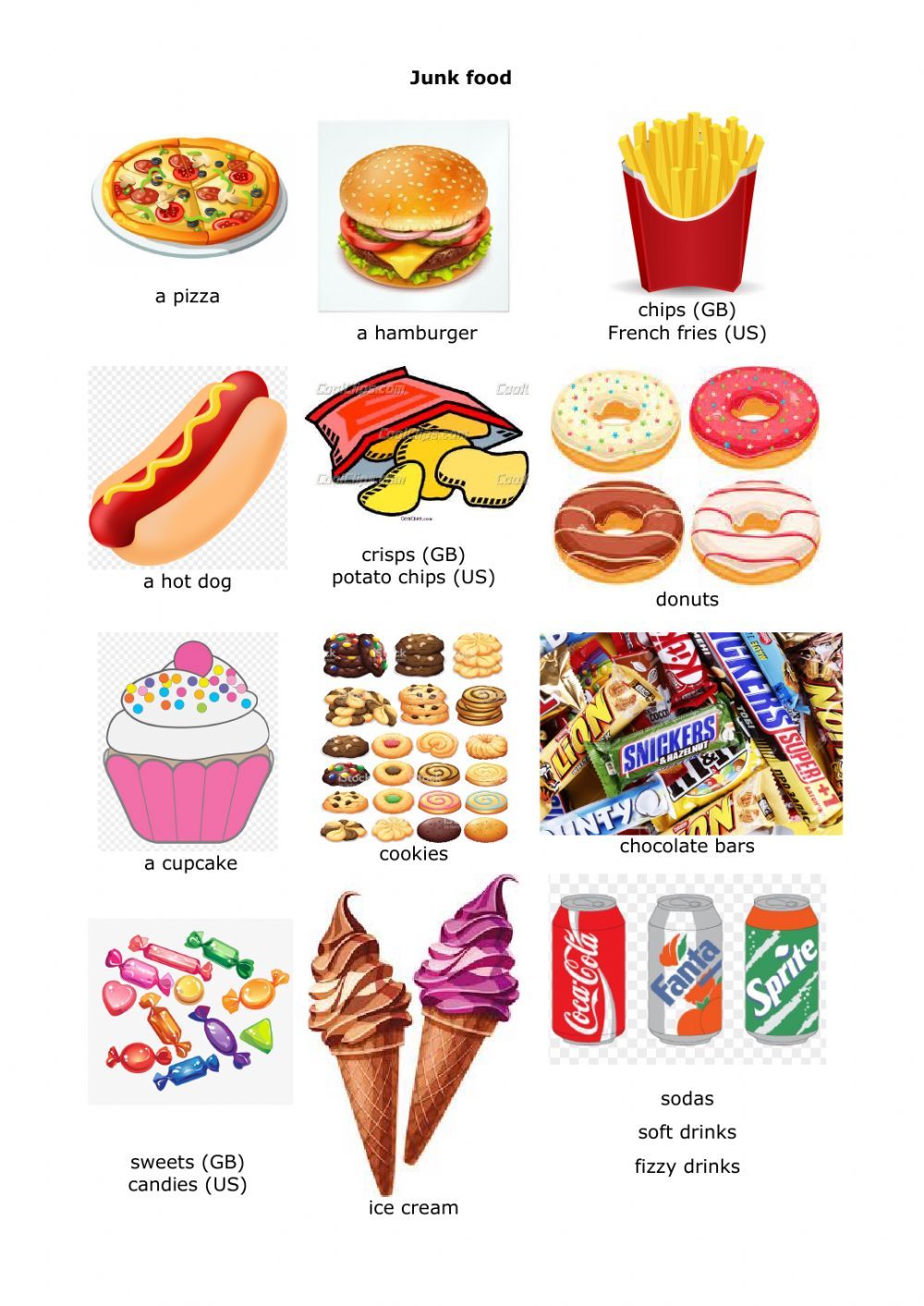 Junk Food Esl Worksheet By Maroemma