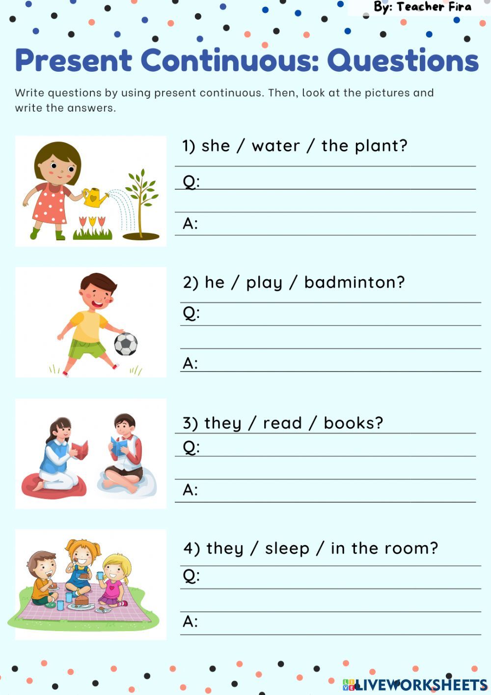 Kartk Wka Present Continuous Worksheet Present Continuous Worksheet School Subjects Continuity