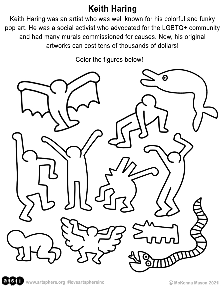 Keith Haring Printable Coloring Pages Free Download Goodimg Co