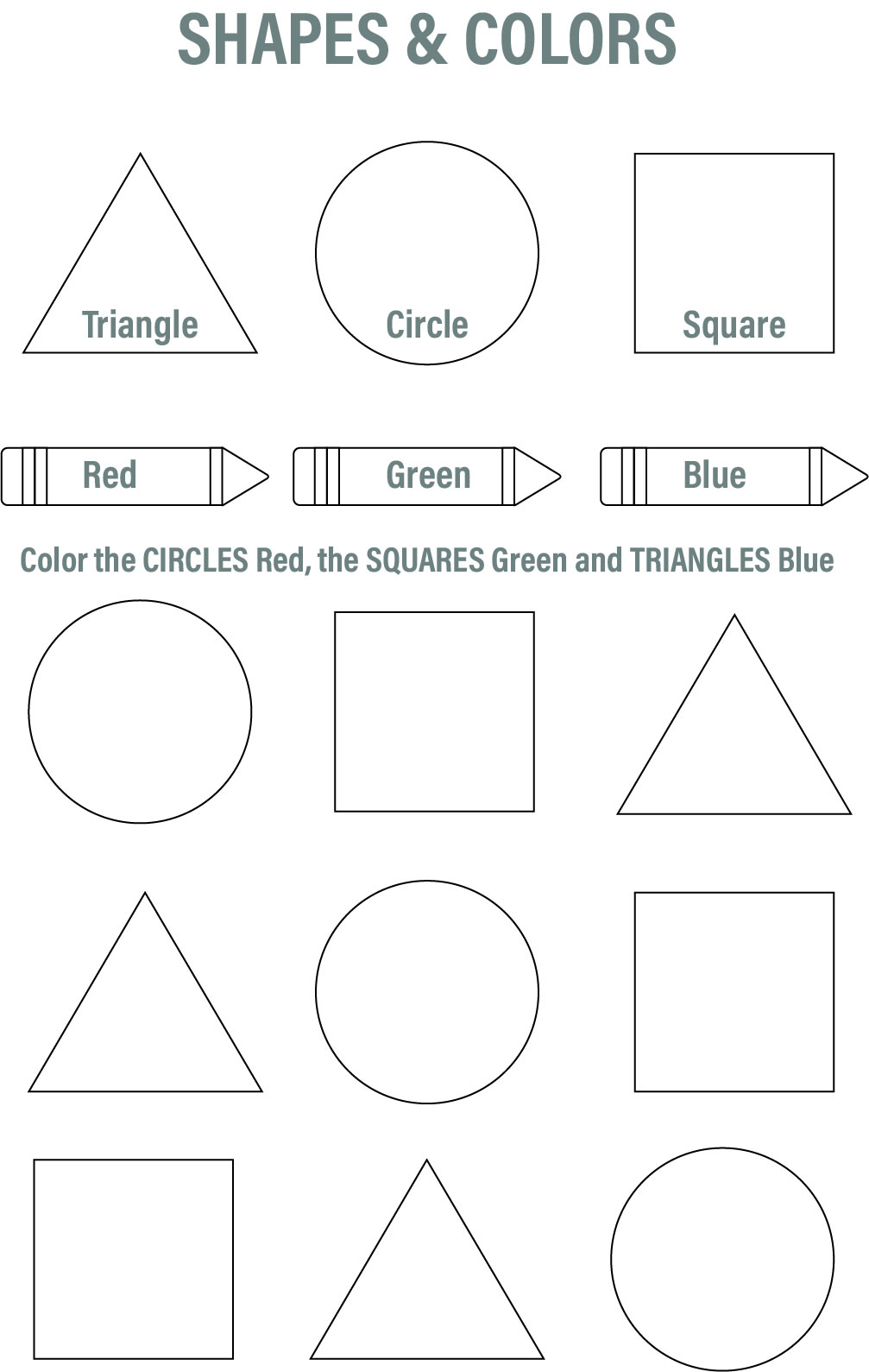 Kids Worksheet For Colors And Shapes Canva Templates For Fun Toddler