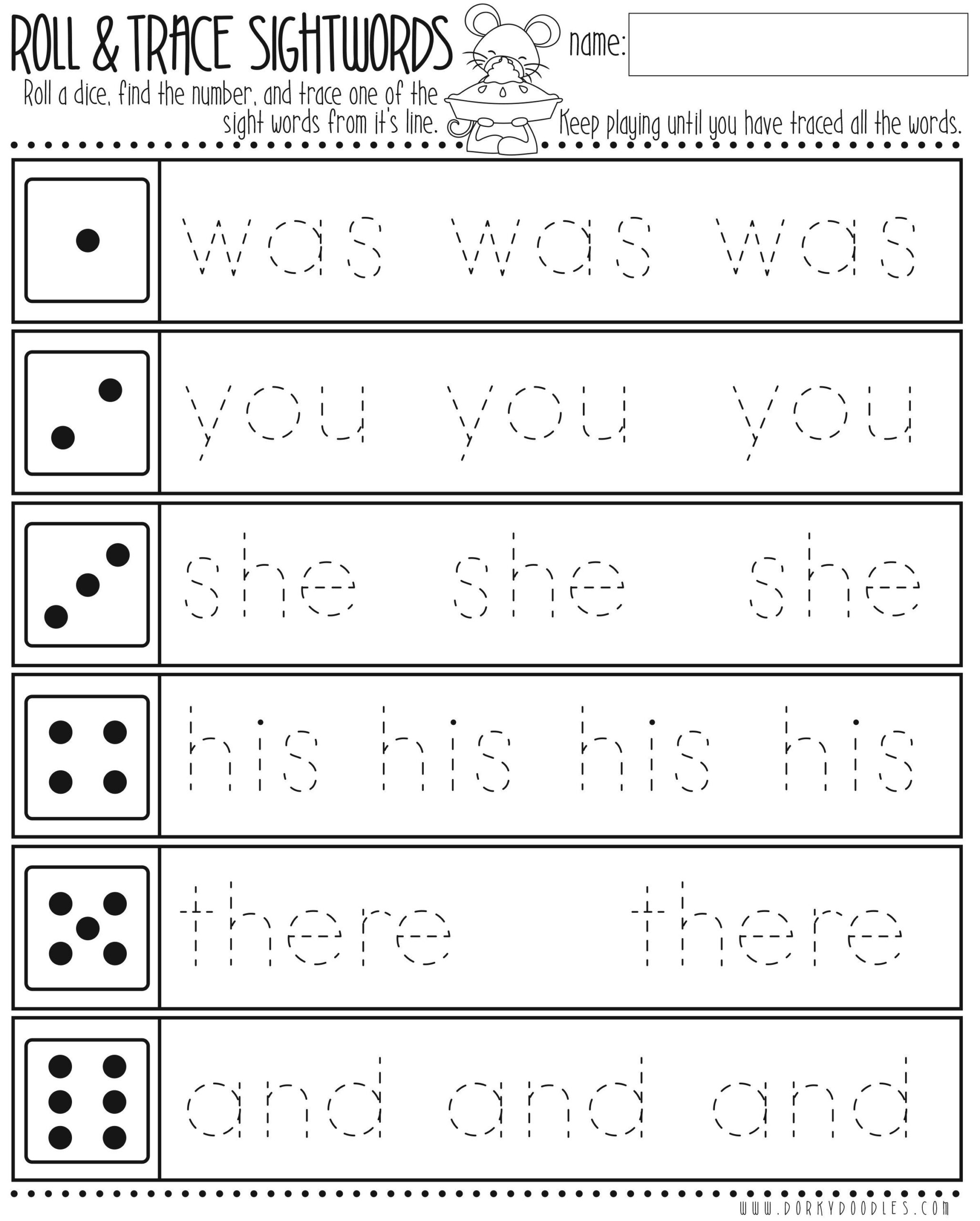 Kindergarten Free Printable Tracing Sight Words Sensevsa