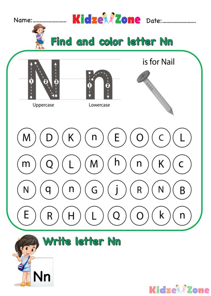 Kindergarten Letter N Reading Writing And Activity Worksheets