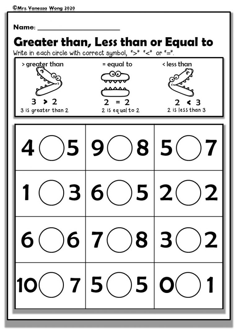 Kindergarten Math Numbers 1 10 Comparing Numbers Mrs Vanessa Wong