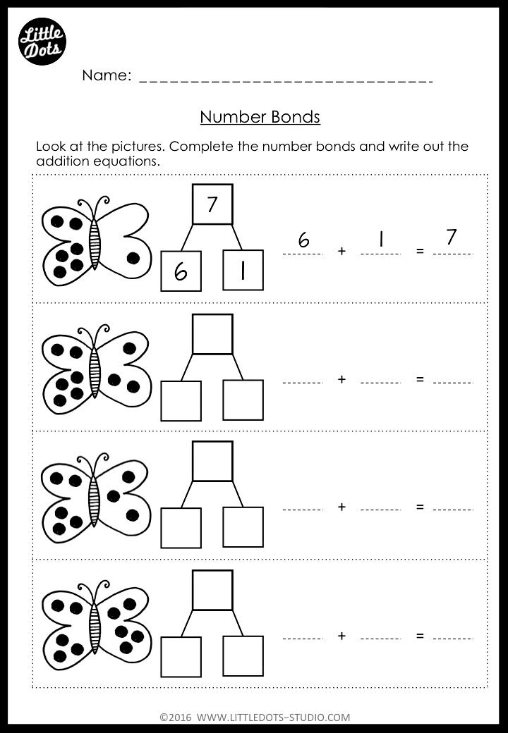 Kindergarten Number Bonds Worksheets To 10 Numbers Kindergarten