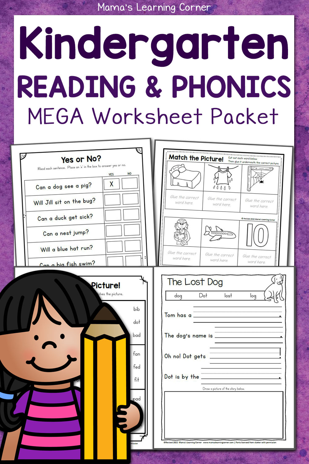 Kindergarten Reading And Phonics Worksheet Packet Mamas Learning Corner