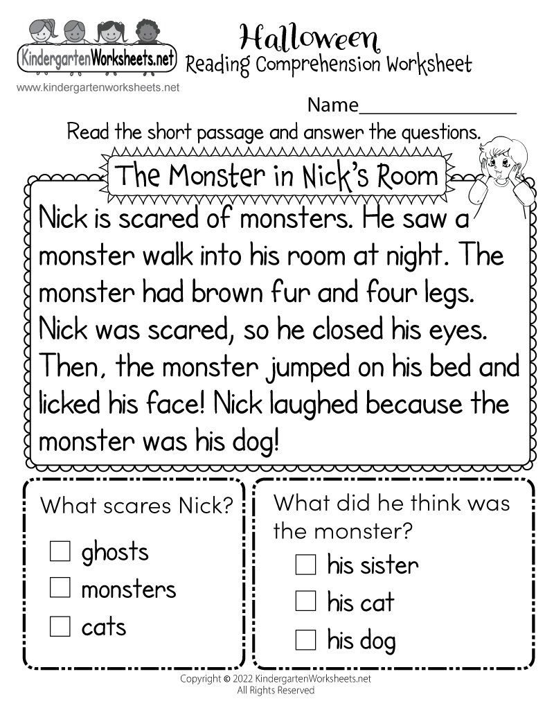 Kindergarten Reading Comprehension Passages Reading Comprehension Halloween Reading