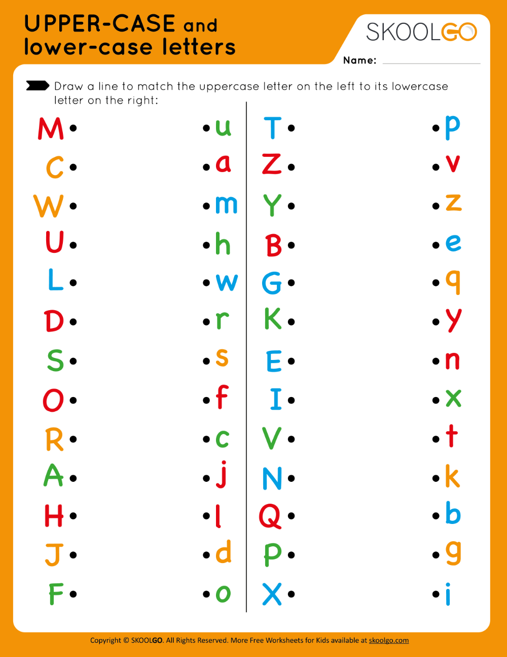 Kindergarten Worksheets Match Upper Case And Lower Case Letters 2