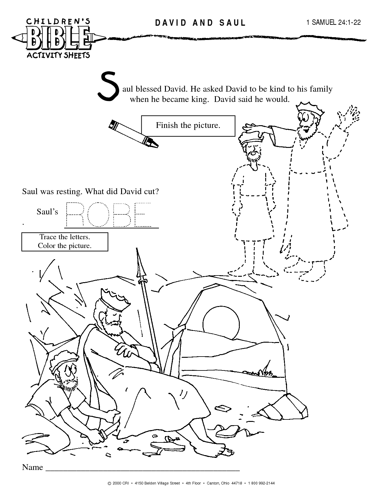 King David And Saul Activities