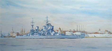 King George V Class Battleship Leaving Portsmouth C 1946 Maritime Originals