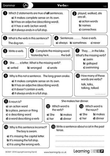 Ks2 Grammar Punctuation Worksheet Pack Teaching Resources