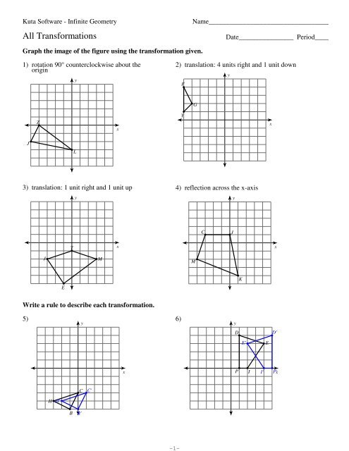 Kuta Software Infinite Geometry All Transformations Worksheet Answers