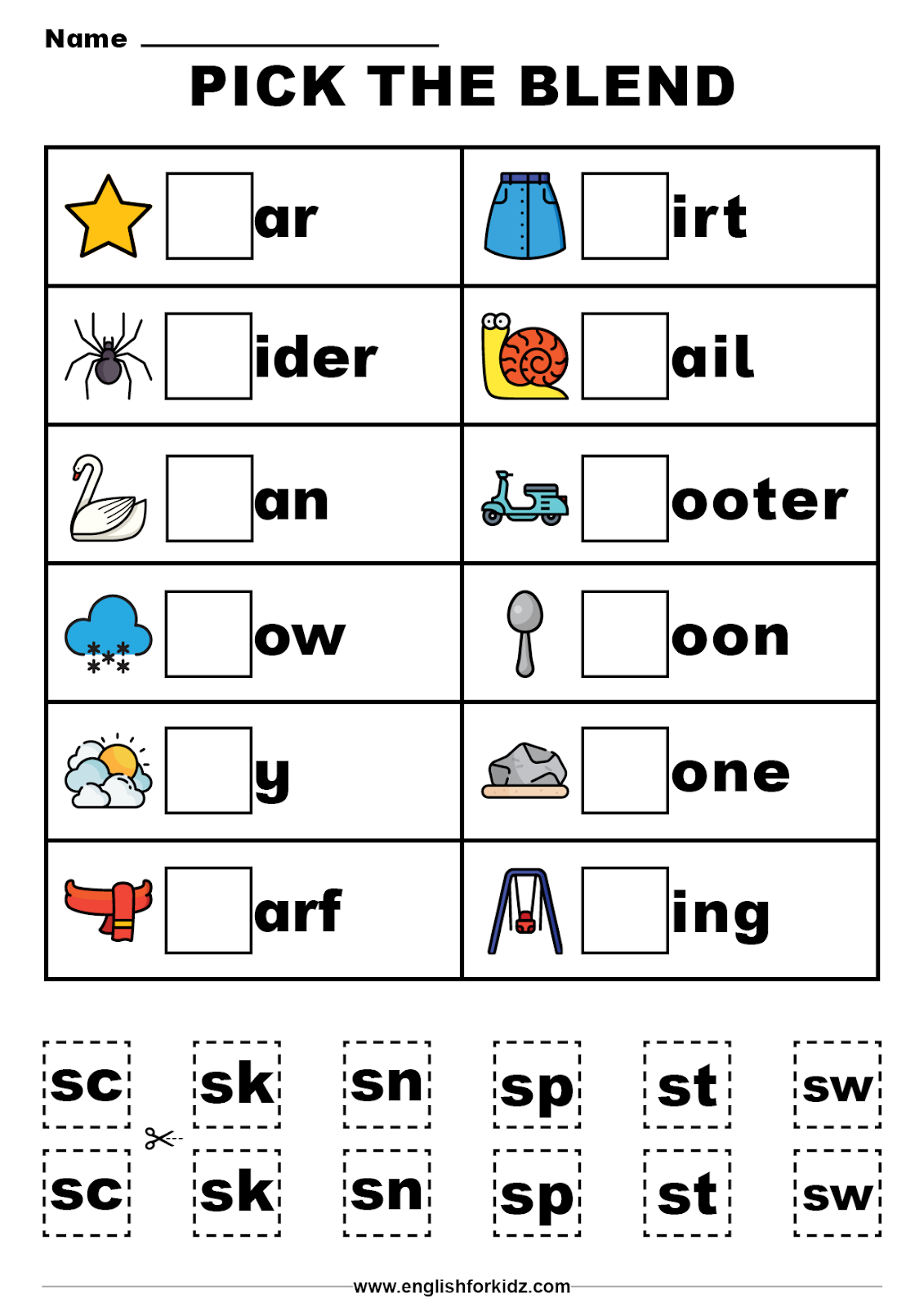 L Blend Worksheet For Kindergarten