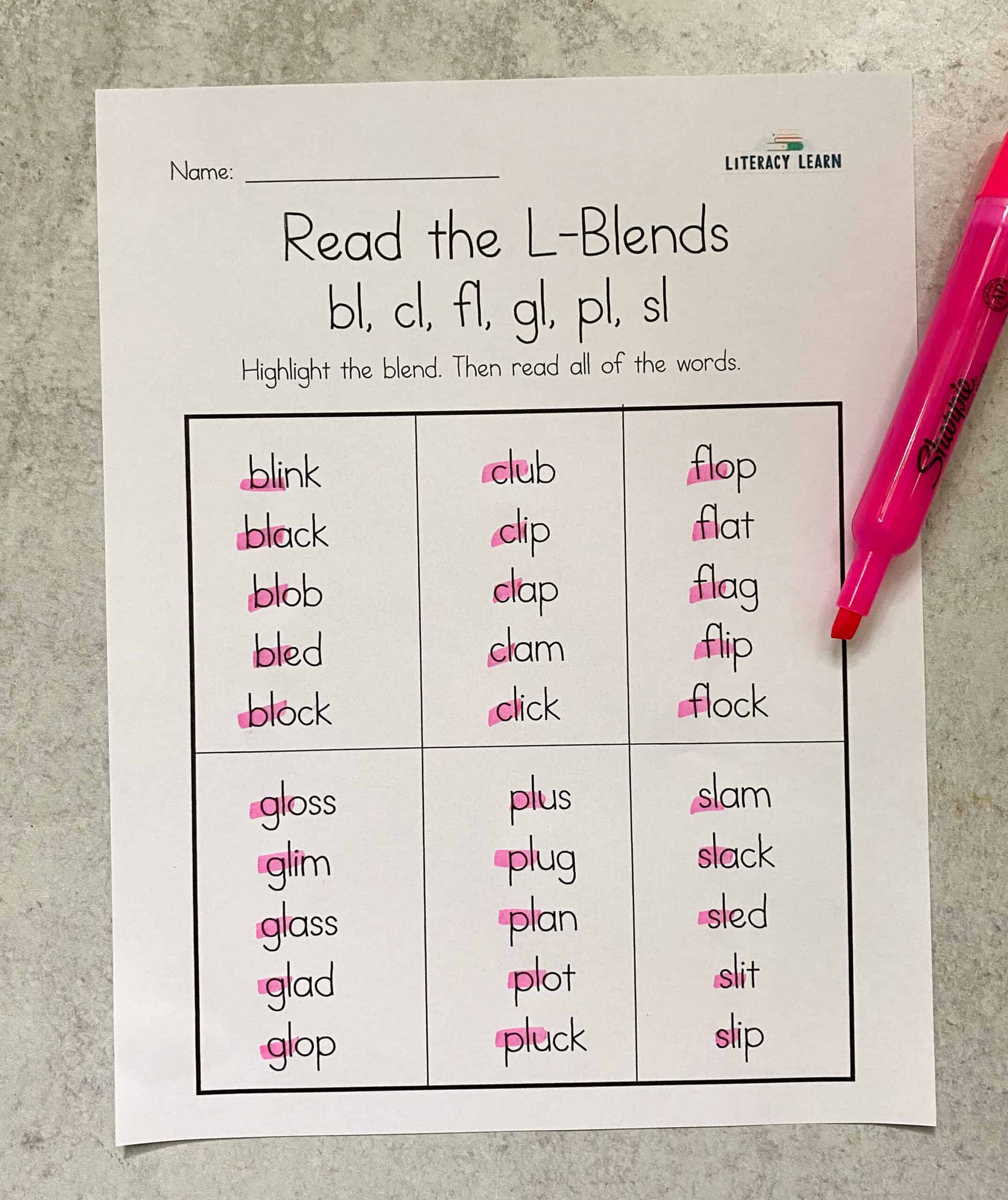 L Blends Worksheets 6 Free Printables Literacy Learn