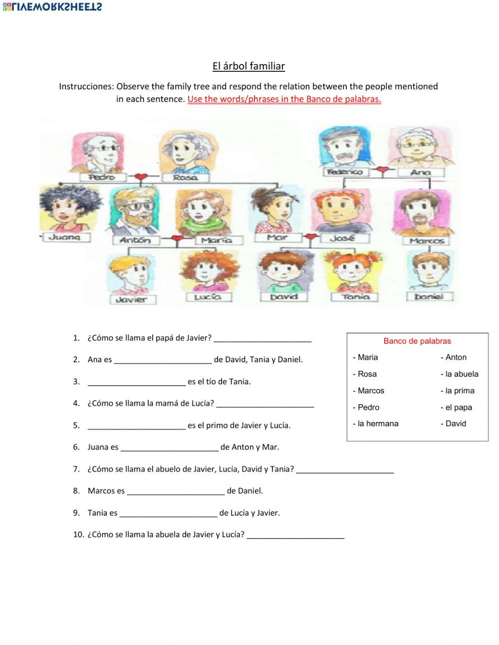 La Familia Interactive And Downloadable Worksheet You Can Do The