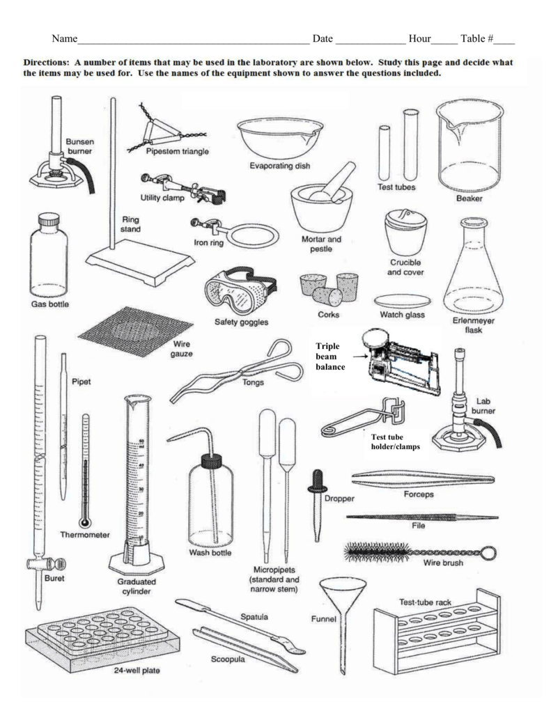 Lab Equipment Worksheet Answers Imsyaf Com