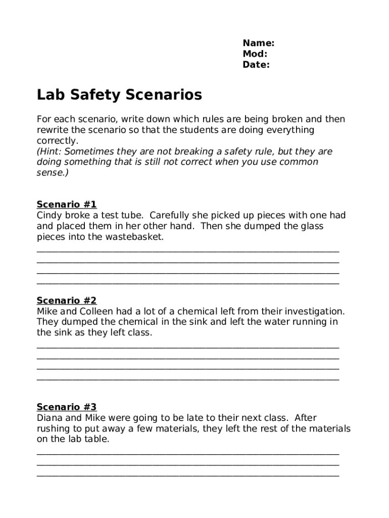 Lab Safety Scenarios Doc You Will Complete The 2 Scenarios That Have