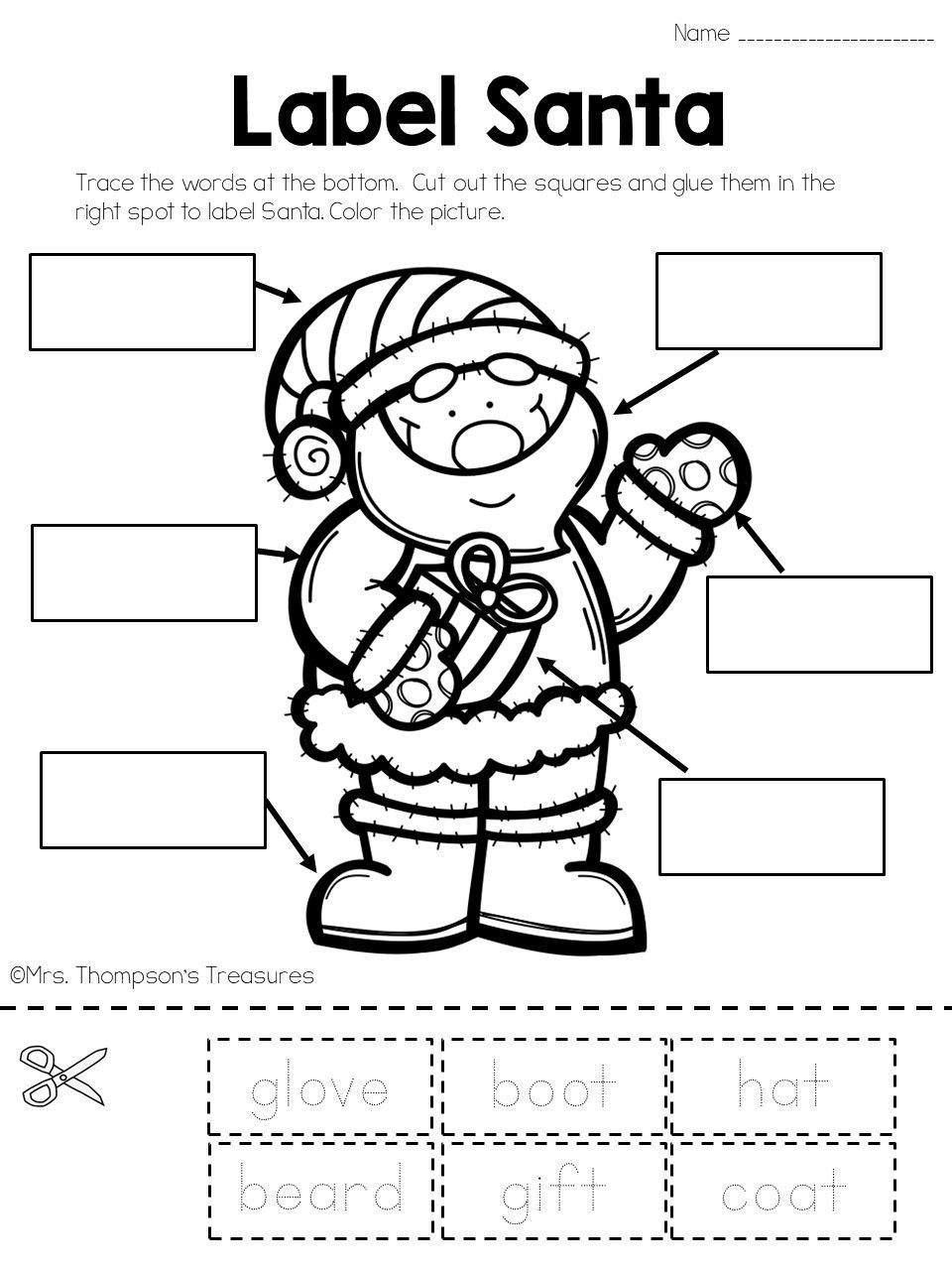 Label Santa Turtle Diary Worksheet