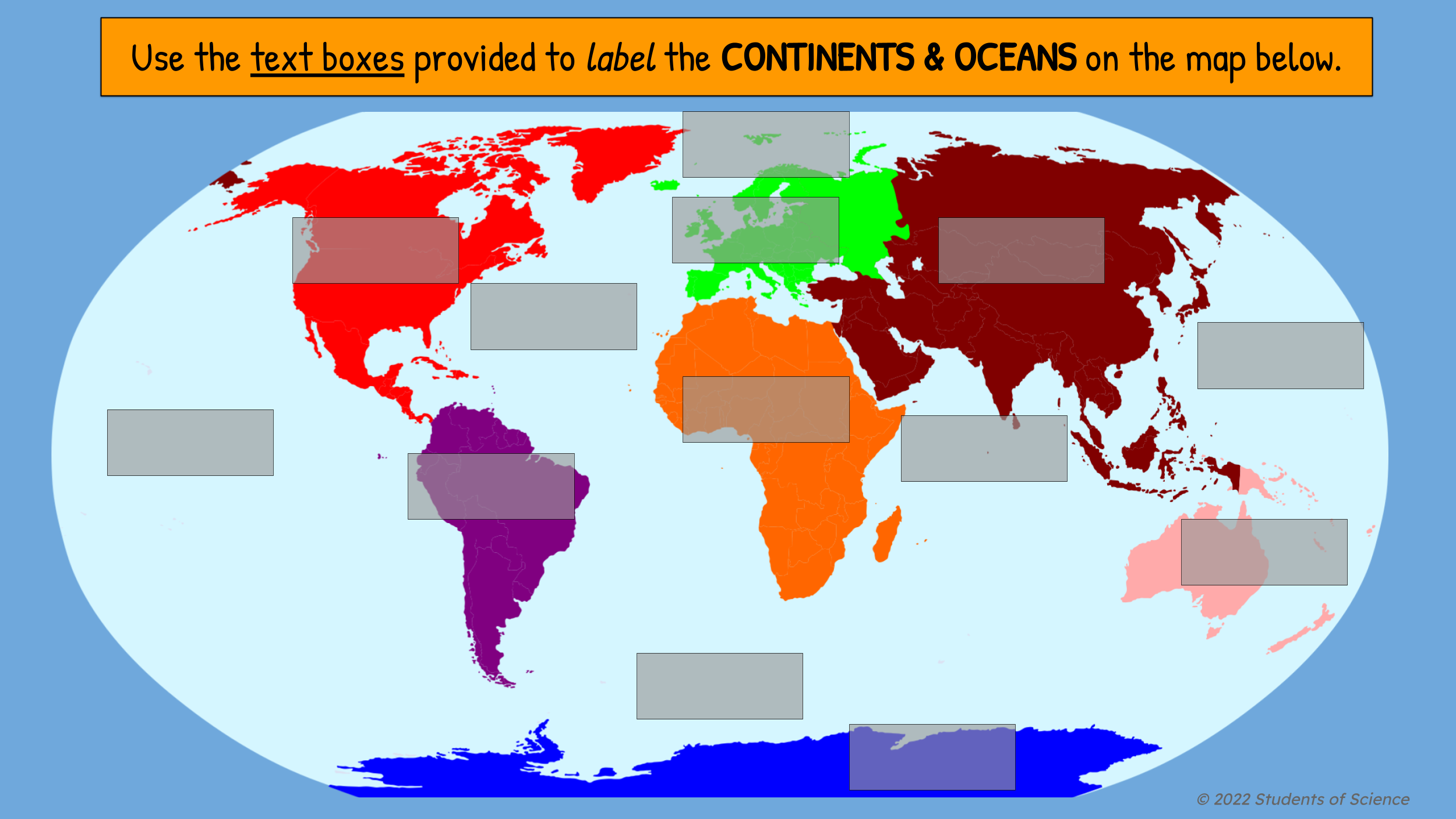 Label The 7 Continents 5 Oceans By Crayons 2 Careers Tpt