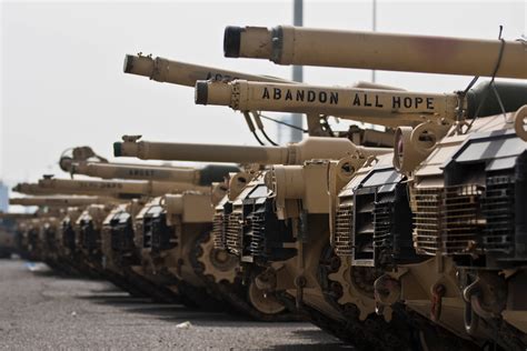 Laminated Poster U S Army M1a2 Abrams Tanks Are Linned Up To Be Retrograded Back To The United