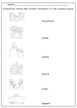 5 Fun Landform Matching Worksheets for Kids