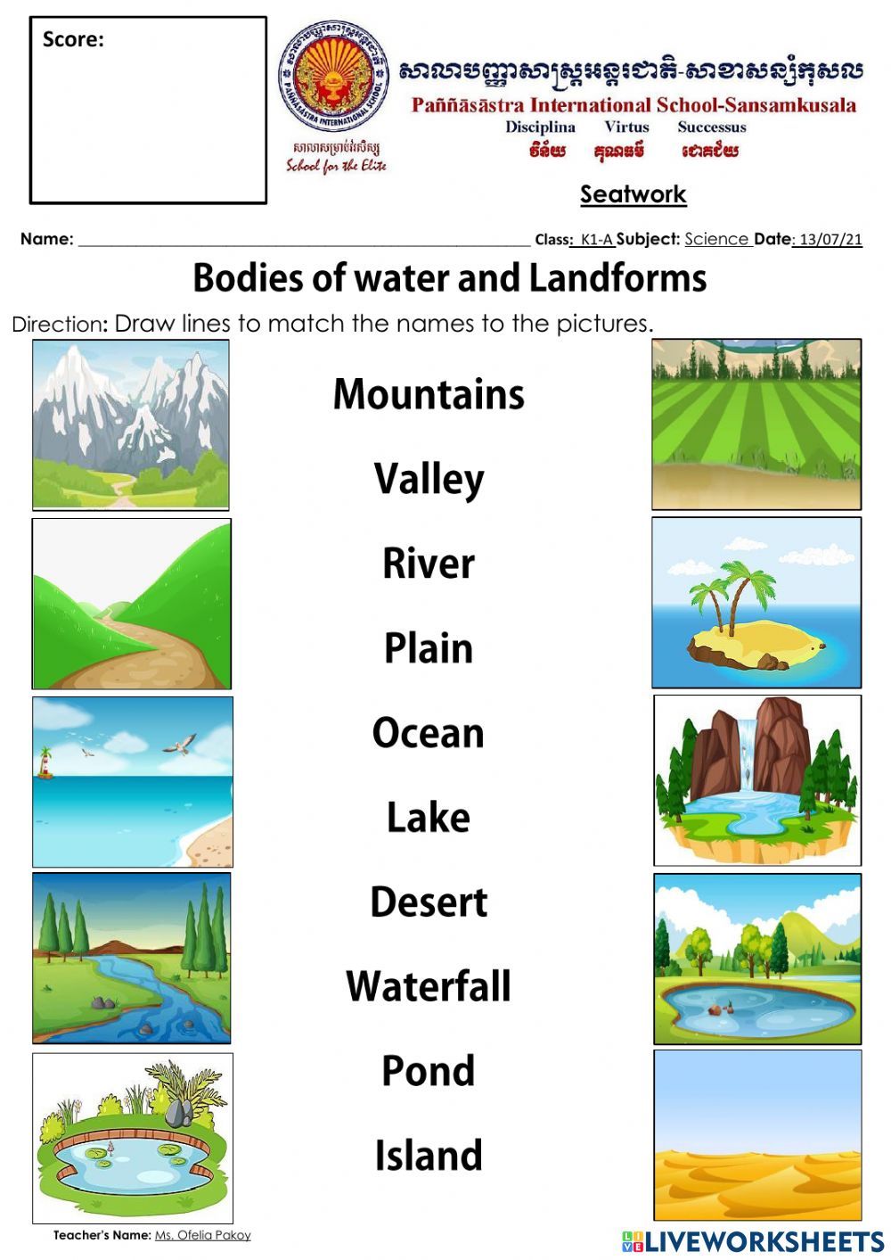 Landforms Worksheet For Kids