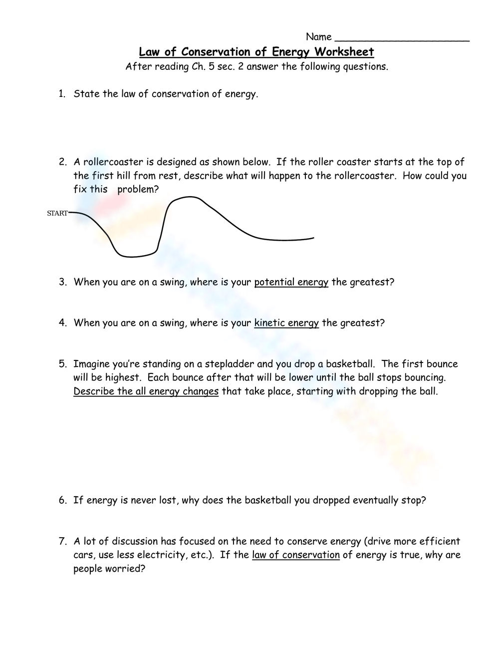 Conservation of Energy Worksheet Answer Key Explained