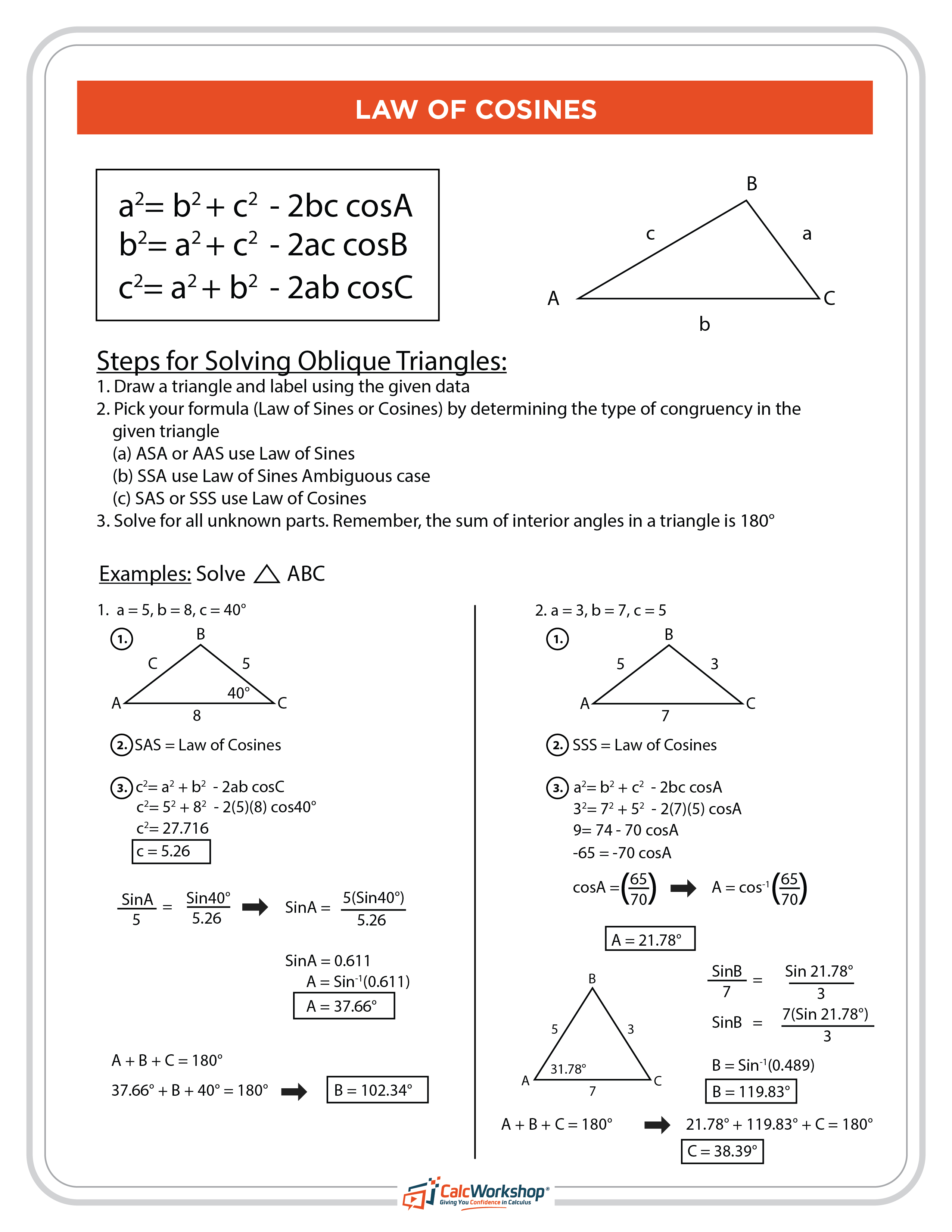 Master the Law of Cosines with Our Practice Worksheet