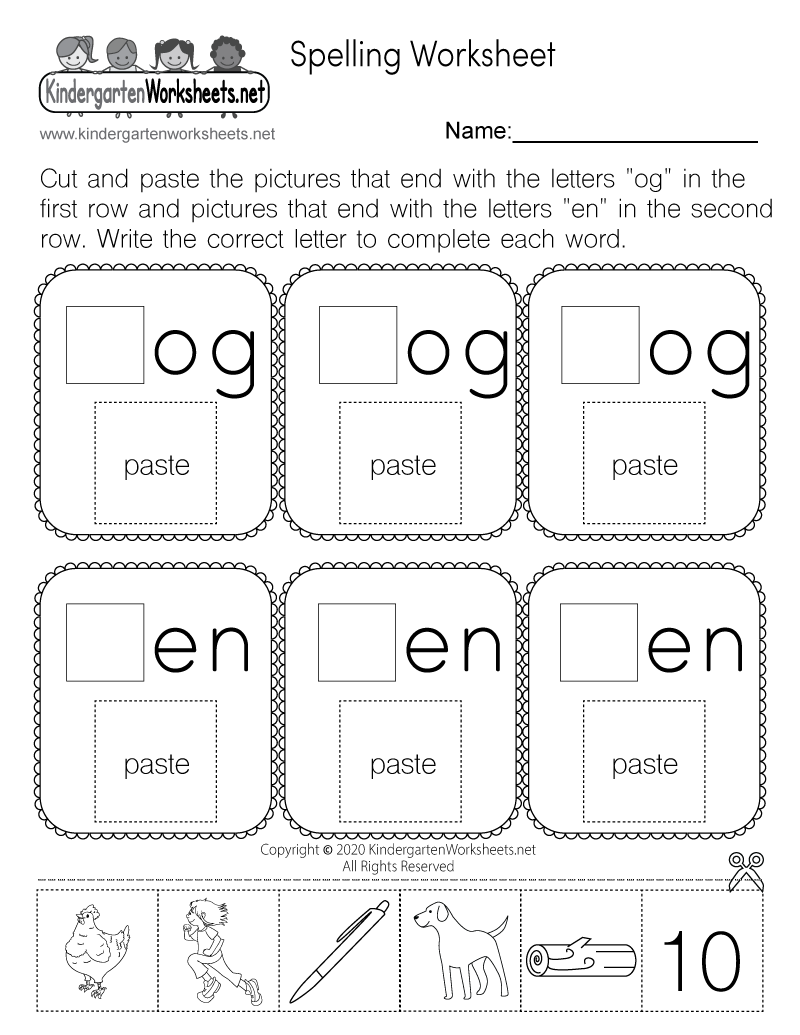 Learn Spelling Worksheet Printable