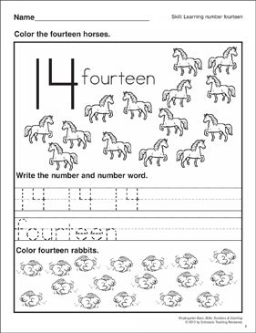 Learning Number Fourteen Kindergarten Basic Skills Numbers