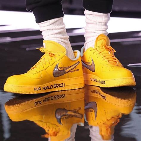 Lebron James Off White Nike Air Force 1 University Gold Sneakernews Com