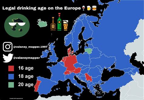 Legal Drinking Age On The Europe By Maps On The Web