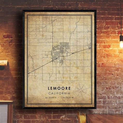 Lemoore Map Canvas Etsy