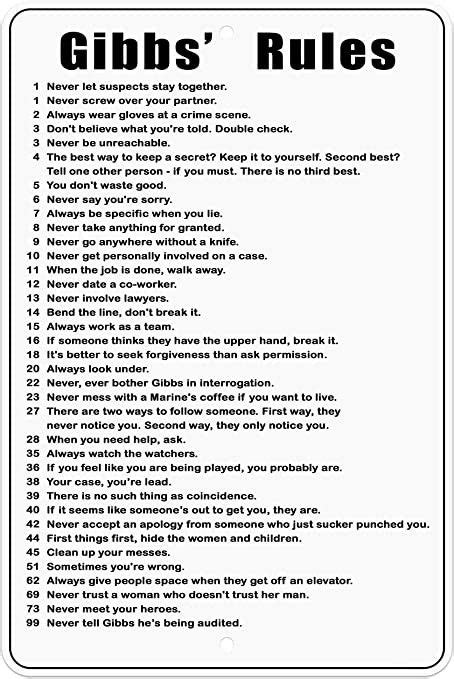 Leroy Jethro Gibbs Rules Free Printable List