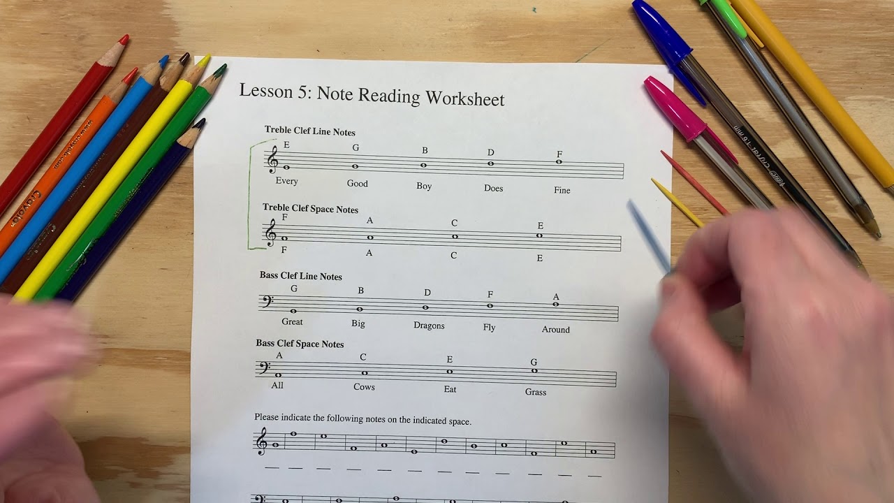 Lesson 5 Note Reading Worksheet