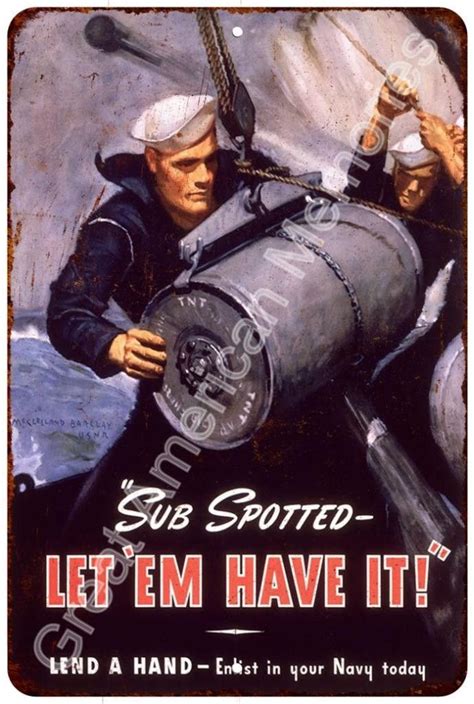 Let Em Have It Enlist In The Navy Vintage Reproduction Sign 8X12