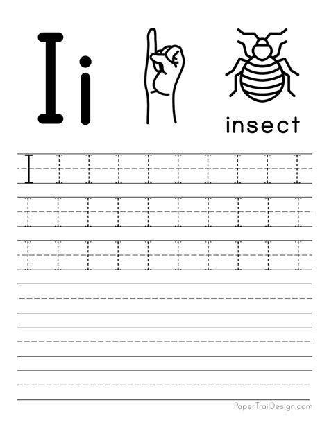 Letter I Tracing Worksheets for Kids to Practice