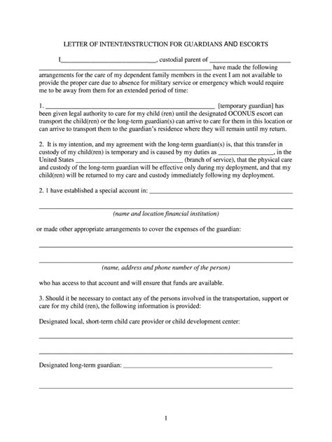 Letter Of Instruction Family Care Plan Army